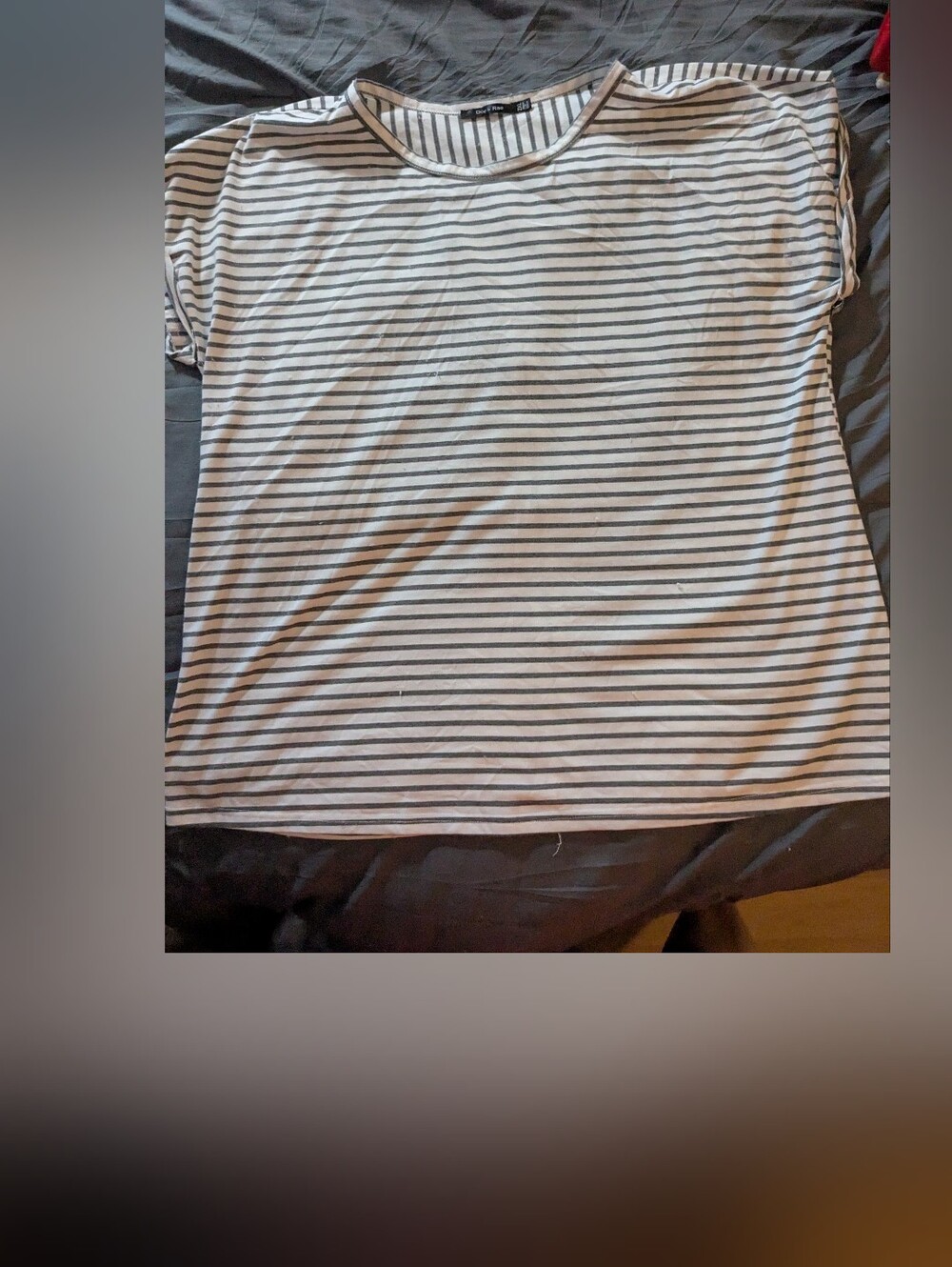 Doe & Rae Tee with Dark Gray Stripes
